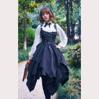 Surface Spell Gothic Striped Lolita Dress JSK